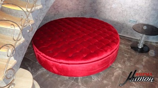 Круглые большие пуфы с пиковкой серии "Классик"