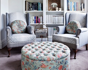 Круглые большие пуфы с пиковкой серии "Классик"